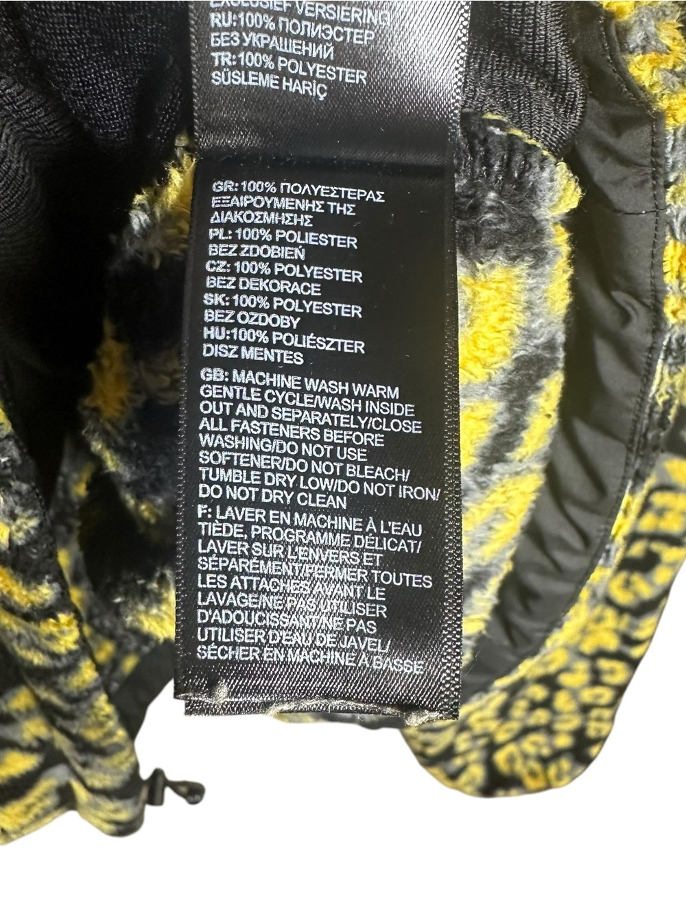 The North Face Osito Crop Hoodie Leopard Yellow Black Outdoor Cozy Gorpcore XL - Picture 12 of 12